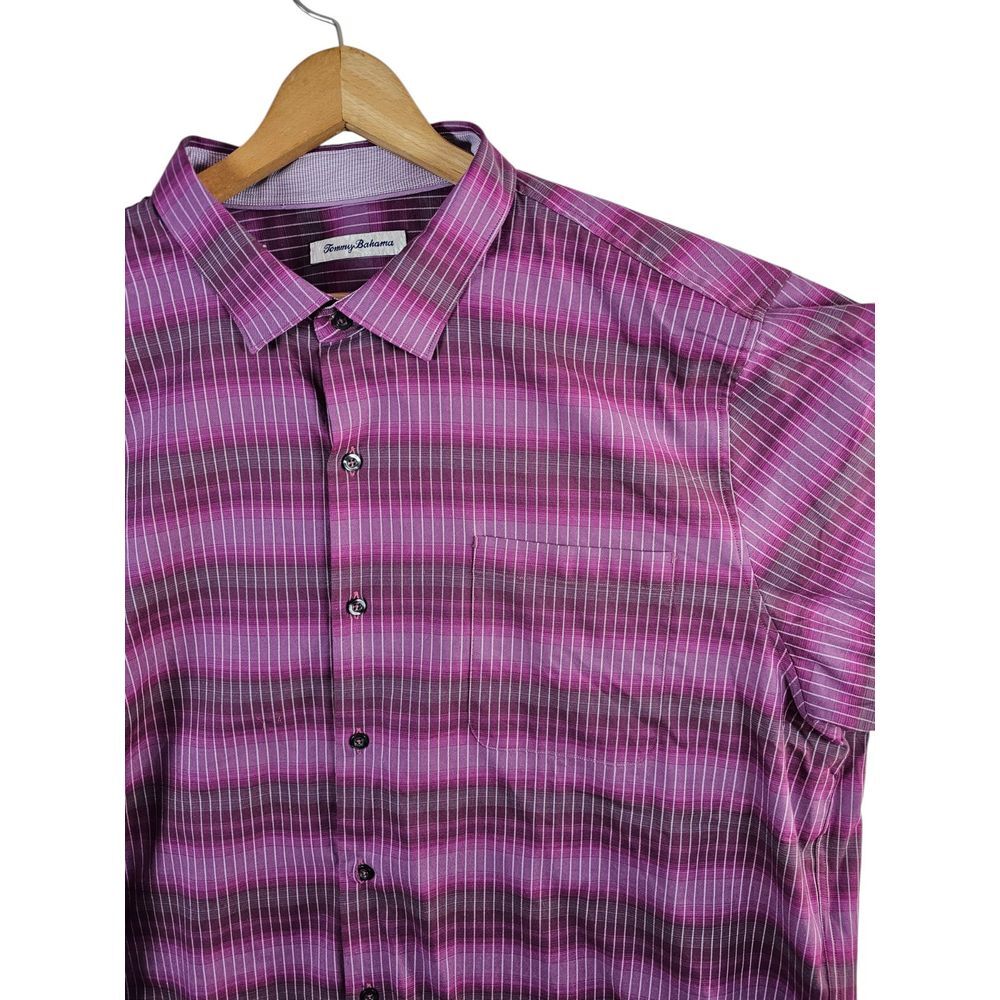 Tommy Bahama Mens‎ Long Sleeve Button Down Purple Plaid Silk Blend Shirt 2XL